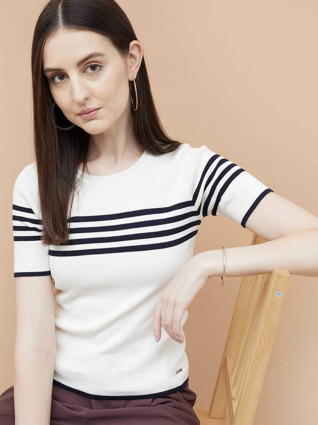 CODE by Lifestyle Women Horizontal Stripes Printed Reguler Top