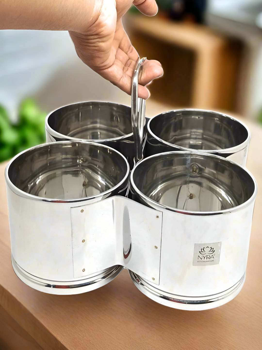 Nyra Kitchenware Steel Stainless Steel Dishwasher Safe Container With Handle-4.8 L