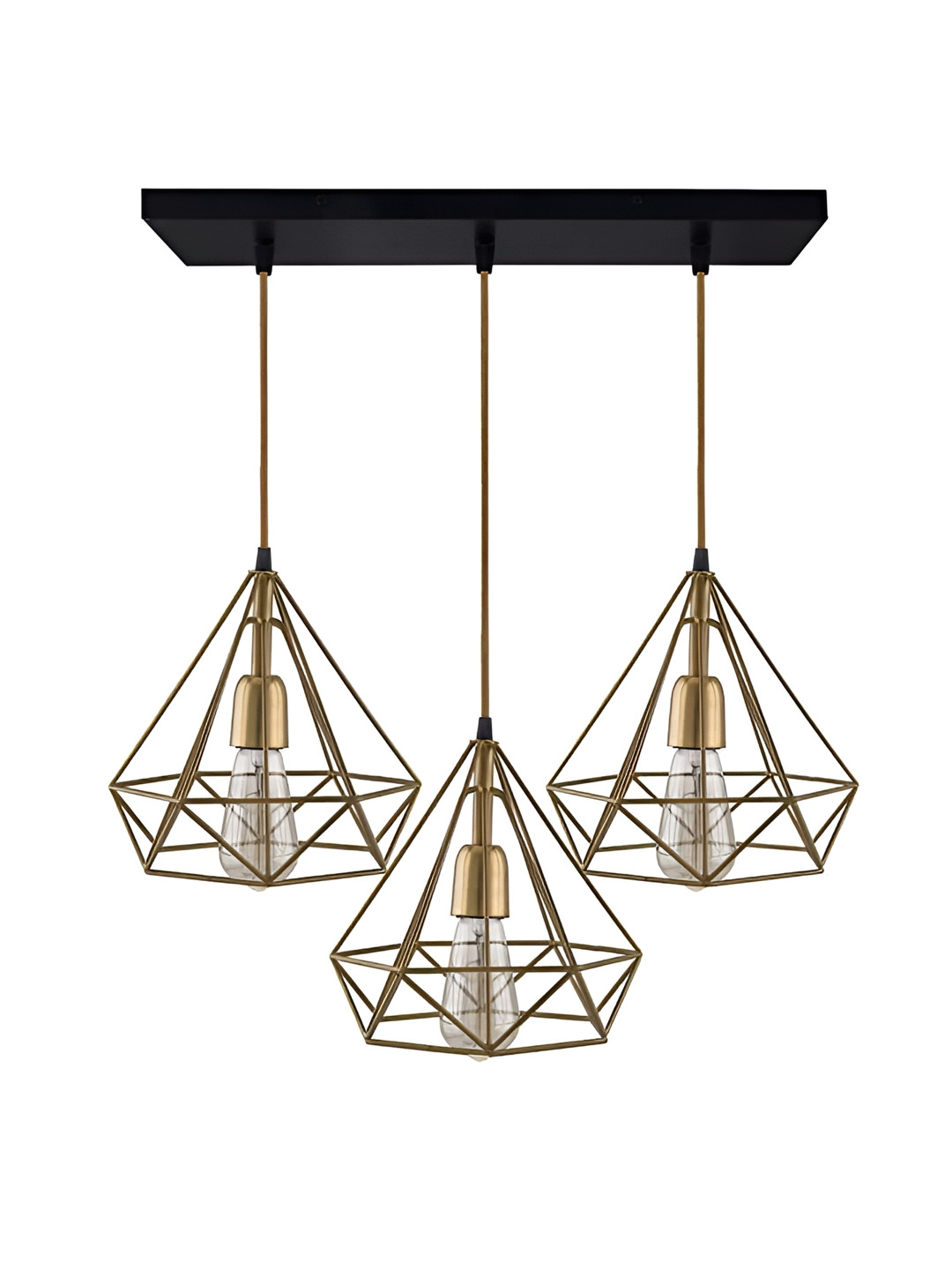KINIS Gold-Toned & Black Textured Triangle Ceiling Lamp