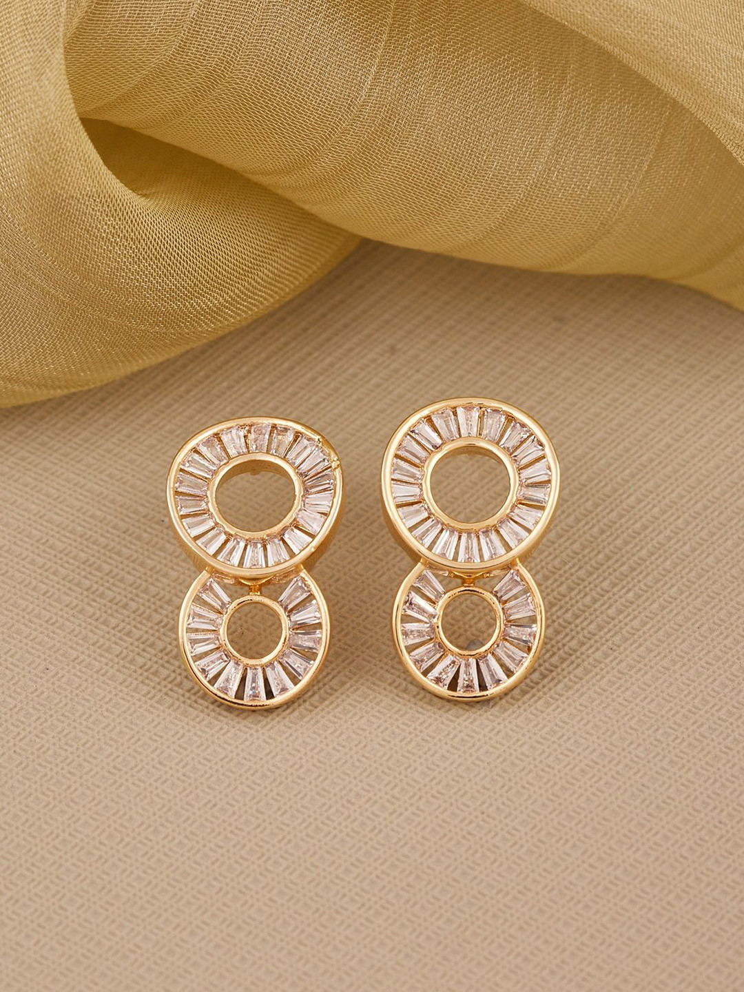 GC Jewelery Copper Gold-Plated Artificial Stones Oval Studs