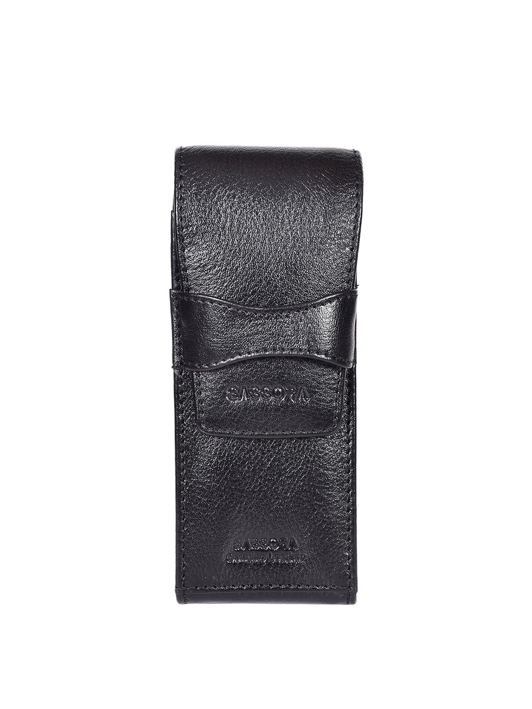 Sassora Solid Leather Flap Closure Pen Case