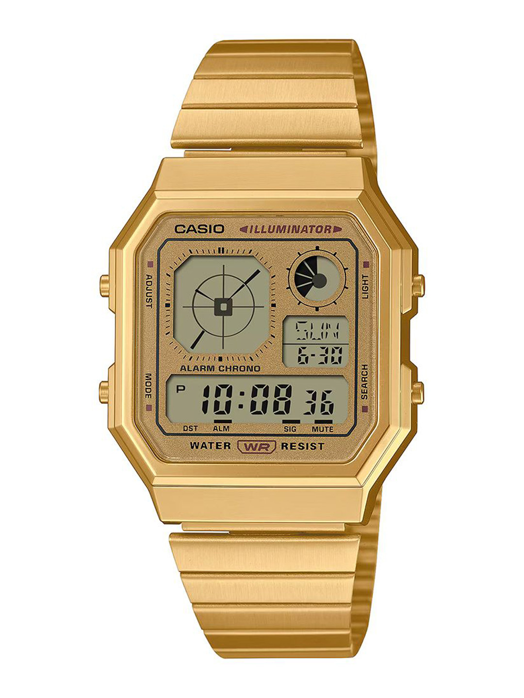 CASIO Unisex Dial & Stainless Steel Cuff Straps Digital Chronograph Watch D390