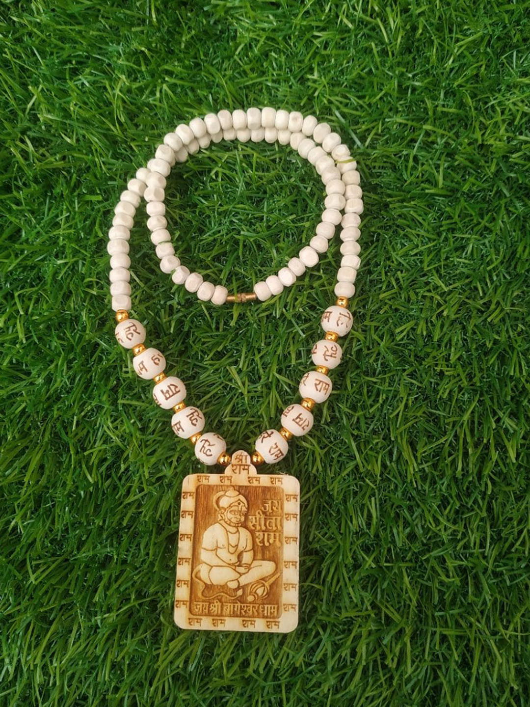 APNA KANHA Artificial Beaded Bagheshwar Dham Ram Moti Wooden Kanthi Mala Wood Necklace