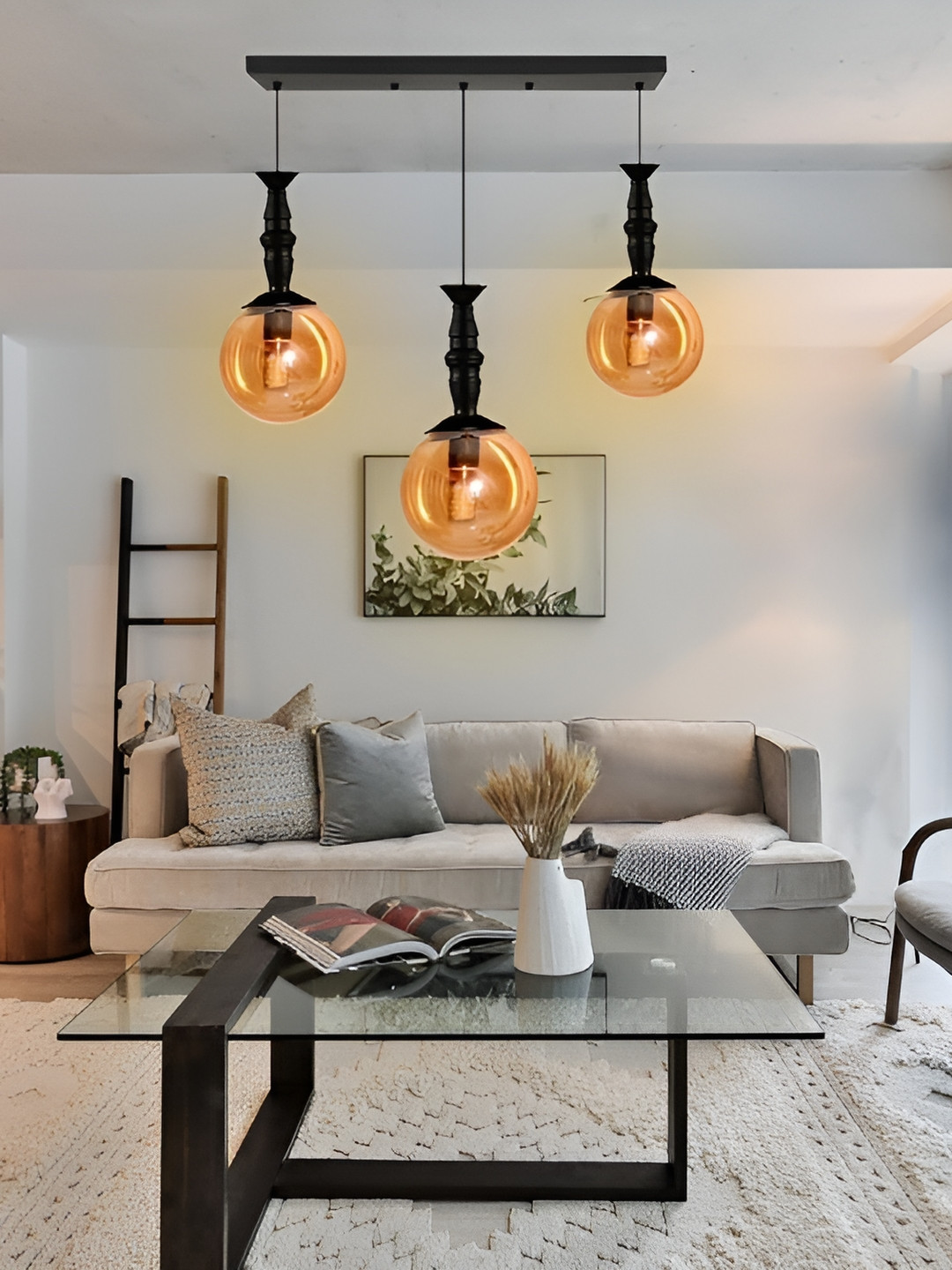 KINIS Modern and Unique Brown & White Glass Quirky Ceiling Lamp