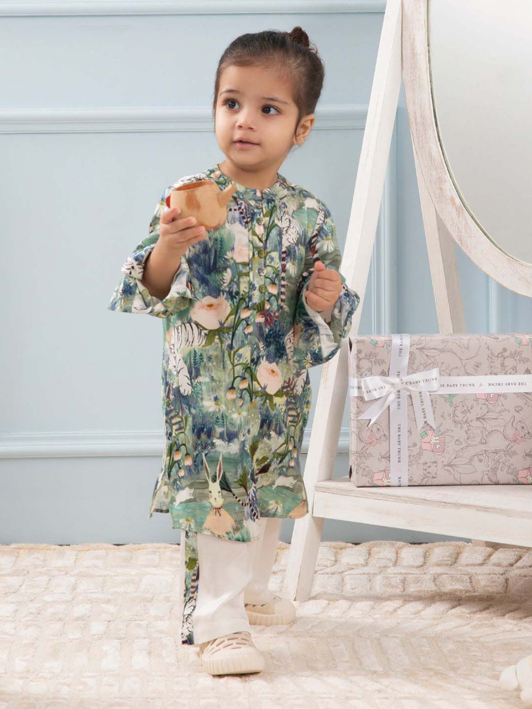 THE BABY TRUNK Boys Floral Printed Kurta with Pyjama