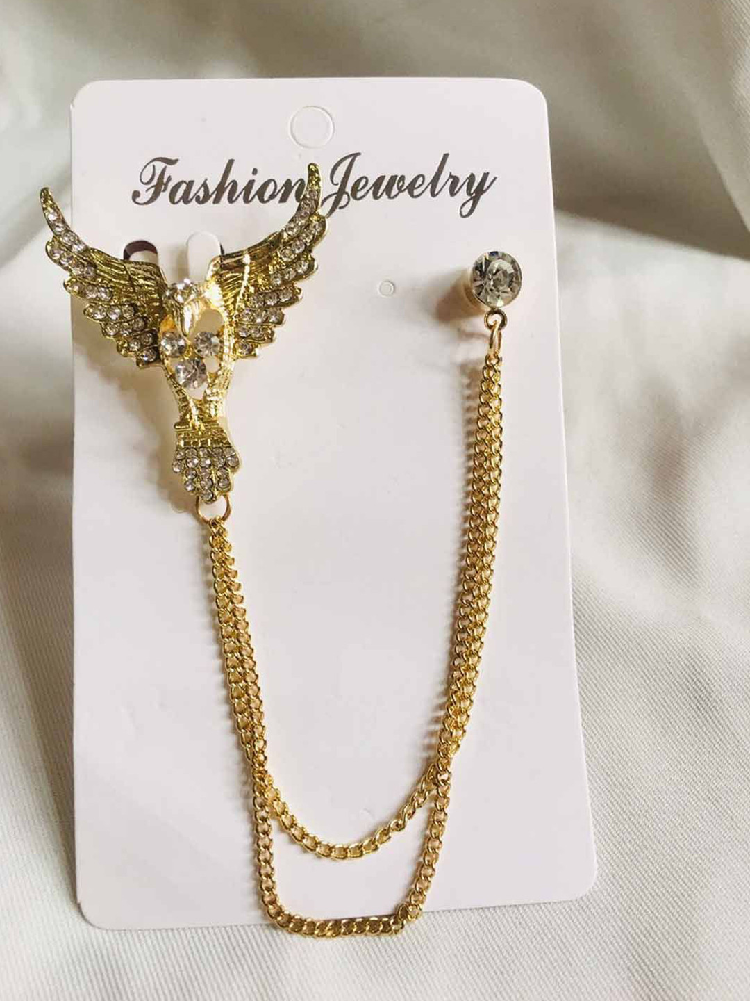 Curren Gold-Plated Zircon Studded Brooch
