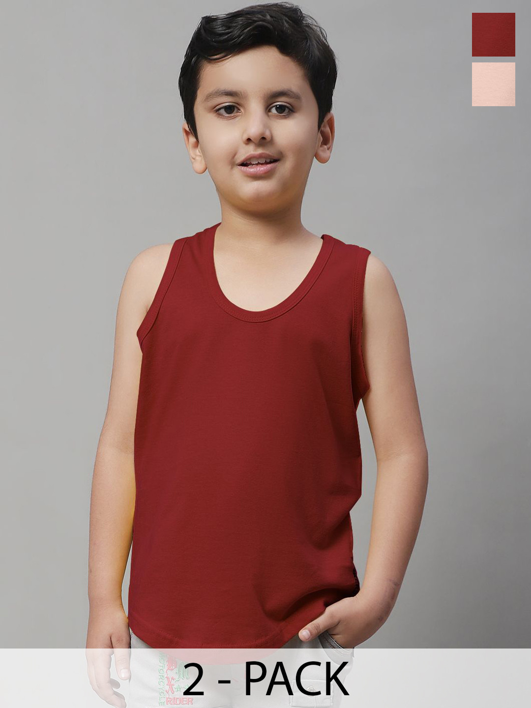 Friskers Pack Of 2 Cotton Basic Vests 070525KDC-14-32