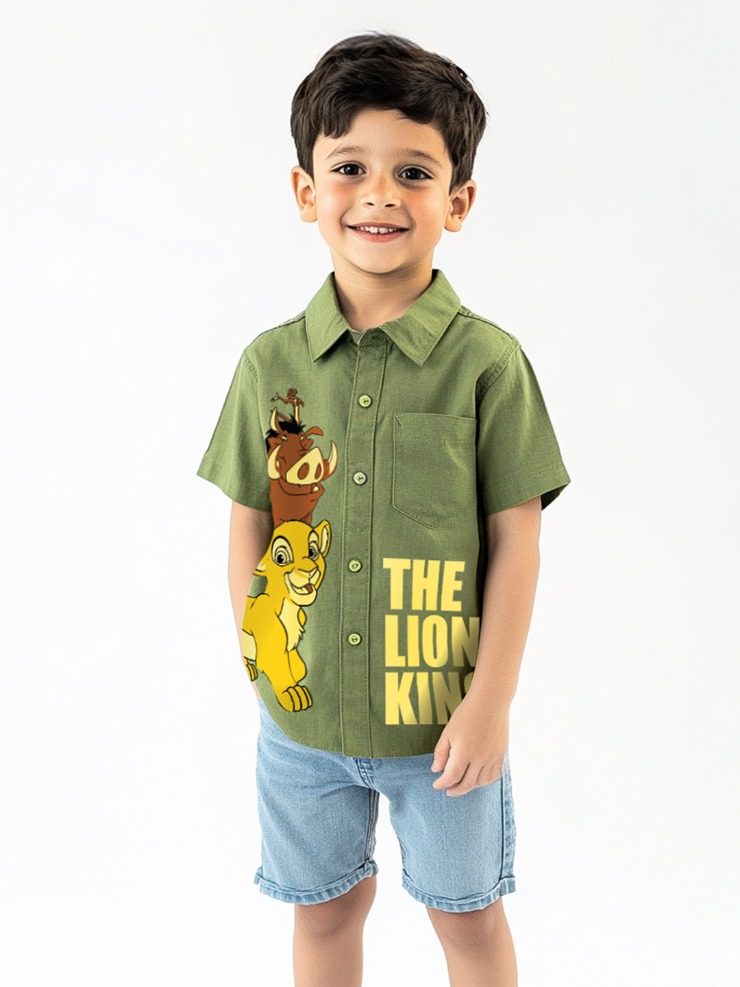 NautiNati Disney Boys Cotton Lion King Graphic Print Half Sleeve Shirt