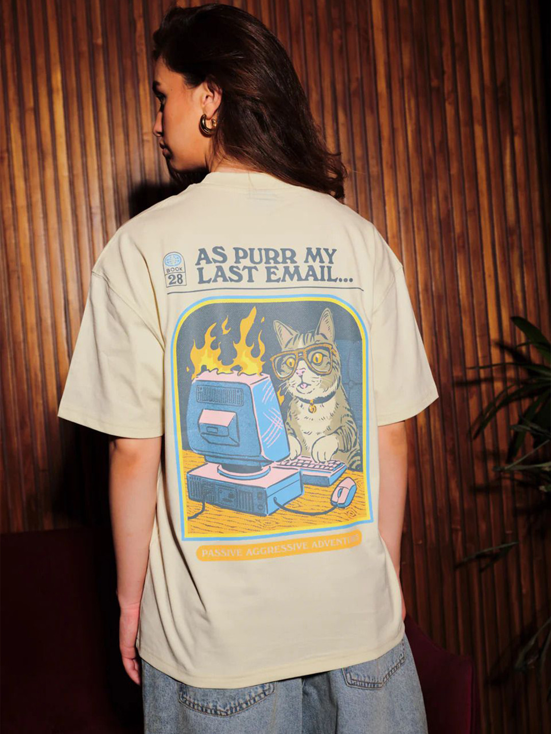 Bonkers Corner Women Purred Emails Oversized T-shirt