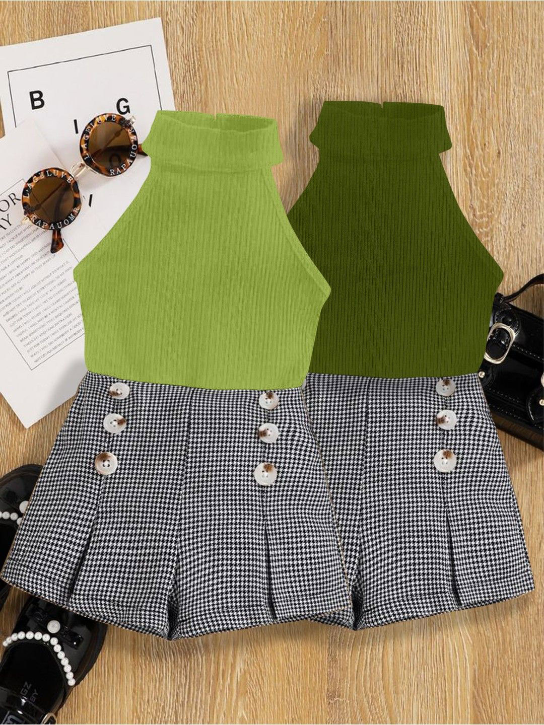 DEL LUNA Girls Pack of 2 Solid Jumper Mini Clothing Set