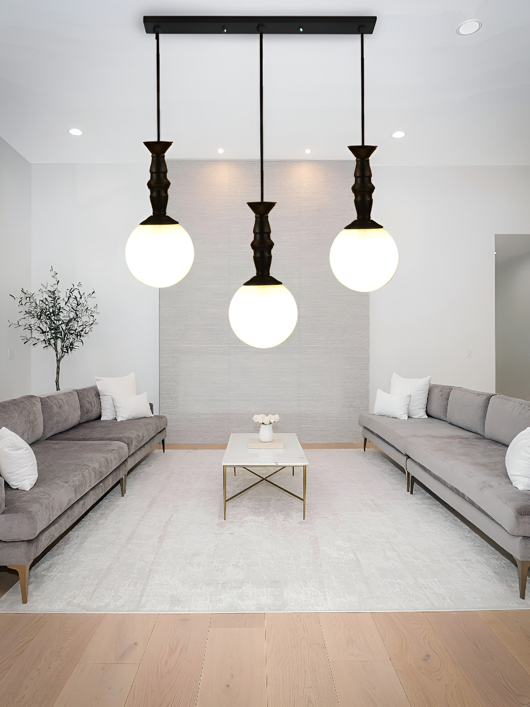 KINIS Black & White Quirky Spherical Glass Ceiling Lamp