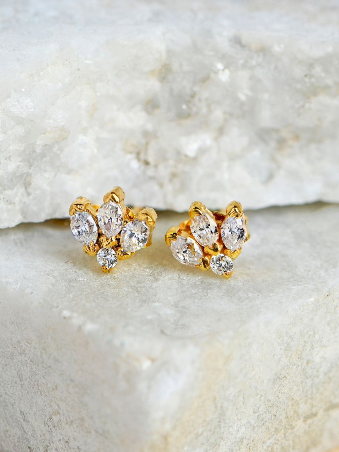 Boldiful Marquise Helix 18k Gold Vermeil Earstuds 5A Cubic Zirconia Earring