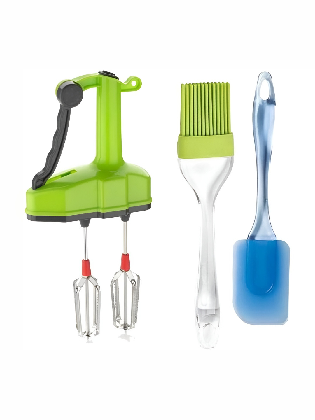 DeoDap Egg Beater, Silicone Brush & Spatula Kitchen Tool Combo