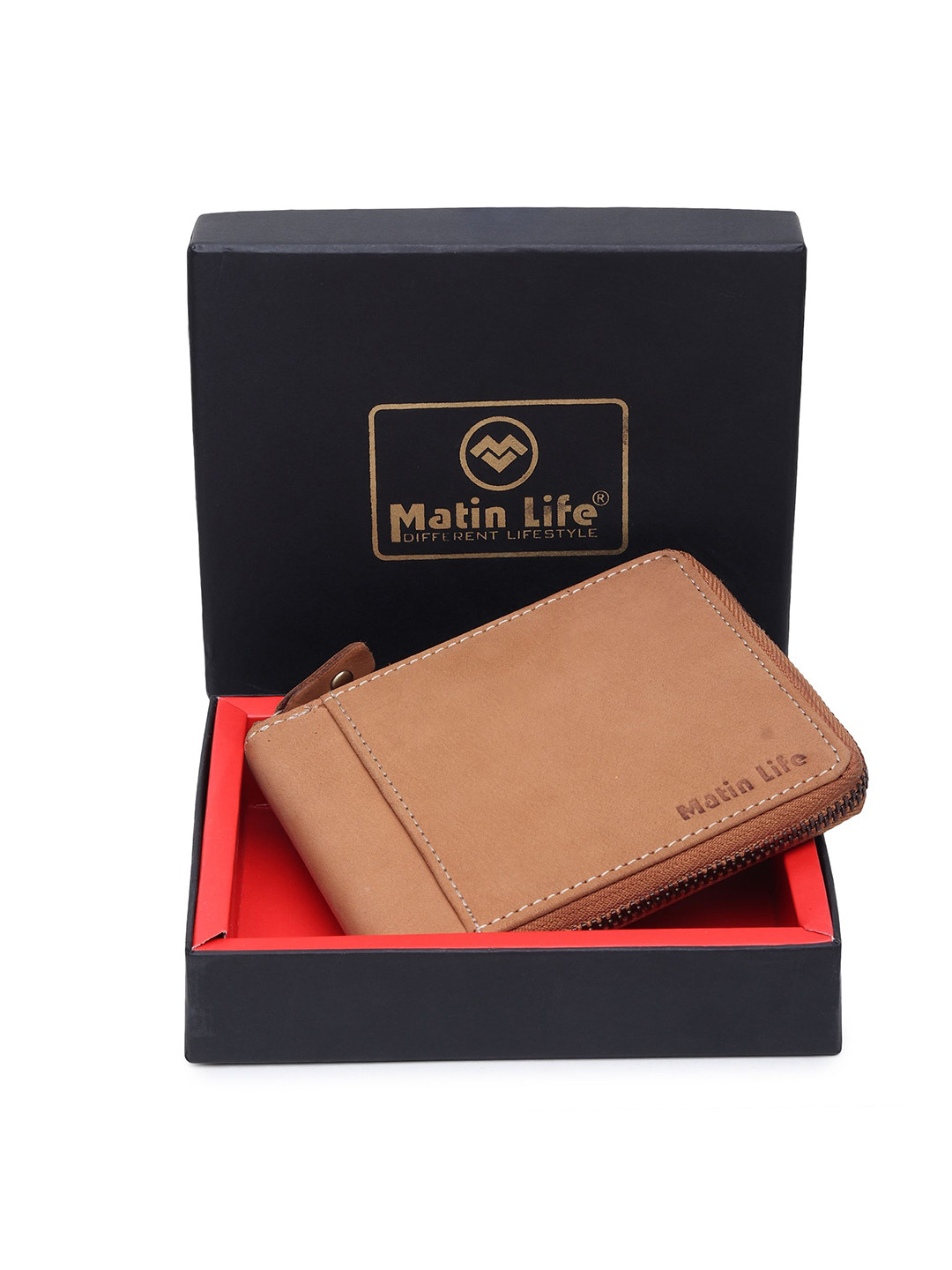 MATIN LIFE Men Zip Detail Leather Two Fold Wallet