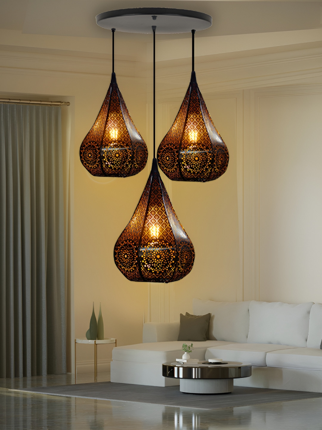 KINIS Black & Gold-Toned Metal Bell Ceiling Lamp