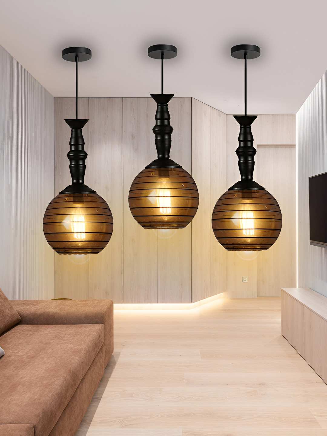 KINIS Black & Gold-Toned Glass Quirky Ceiling Lamp
