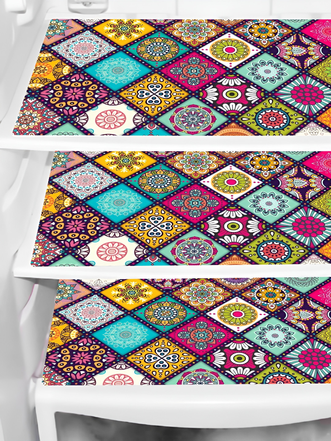 Aura 3-Pcs Pink & Blue Printed Fridge Organisers