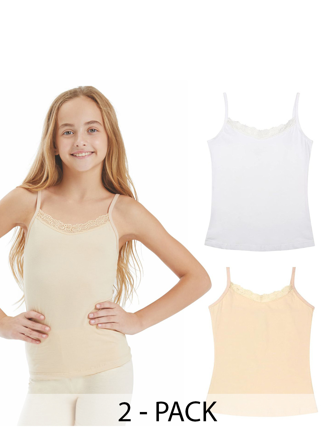 Bodycare Kids Girls Pack Of 2 Skin Friendly & Moisture Wicking Camisoles