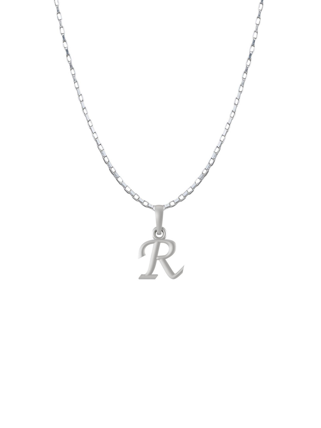 AKSHAT SAPPHIRE 925 Sterling Silver R Alphabet Pendant With Box Chain