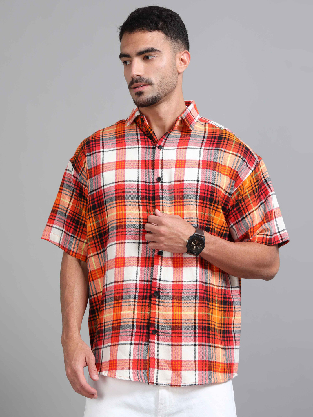 Kolor Fusion Men Smart Tartan Checks Checked Casual Shirt