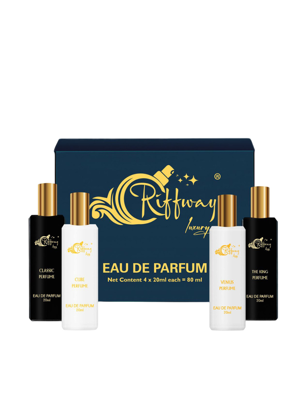 riffway Set Of 4 Venus, Cube, Classic & The King Long Lasting Eau De Parfum - 20 ml Each