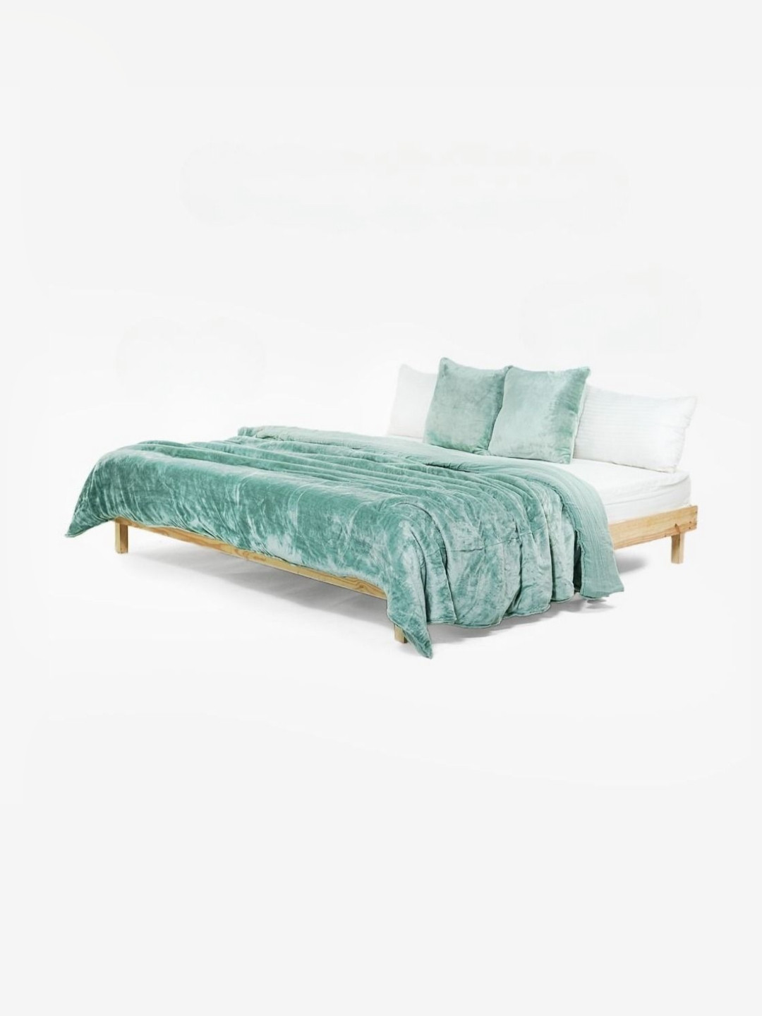 Zarf Sea Green AC Room 400 GSM Double Bed Comforter With 2 Cushion Covers
