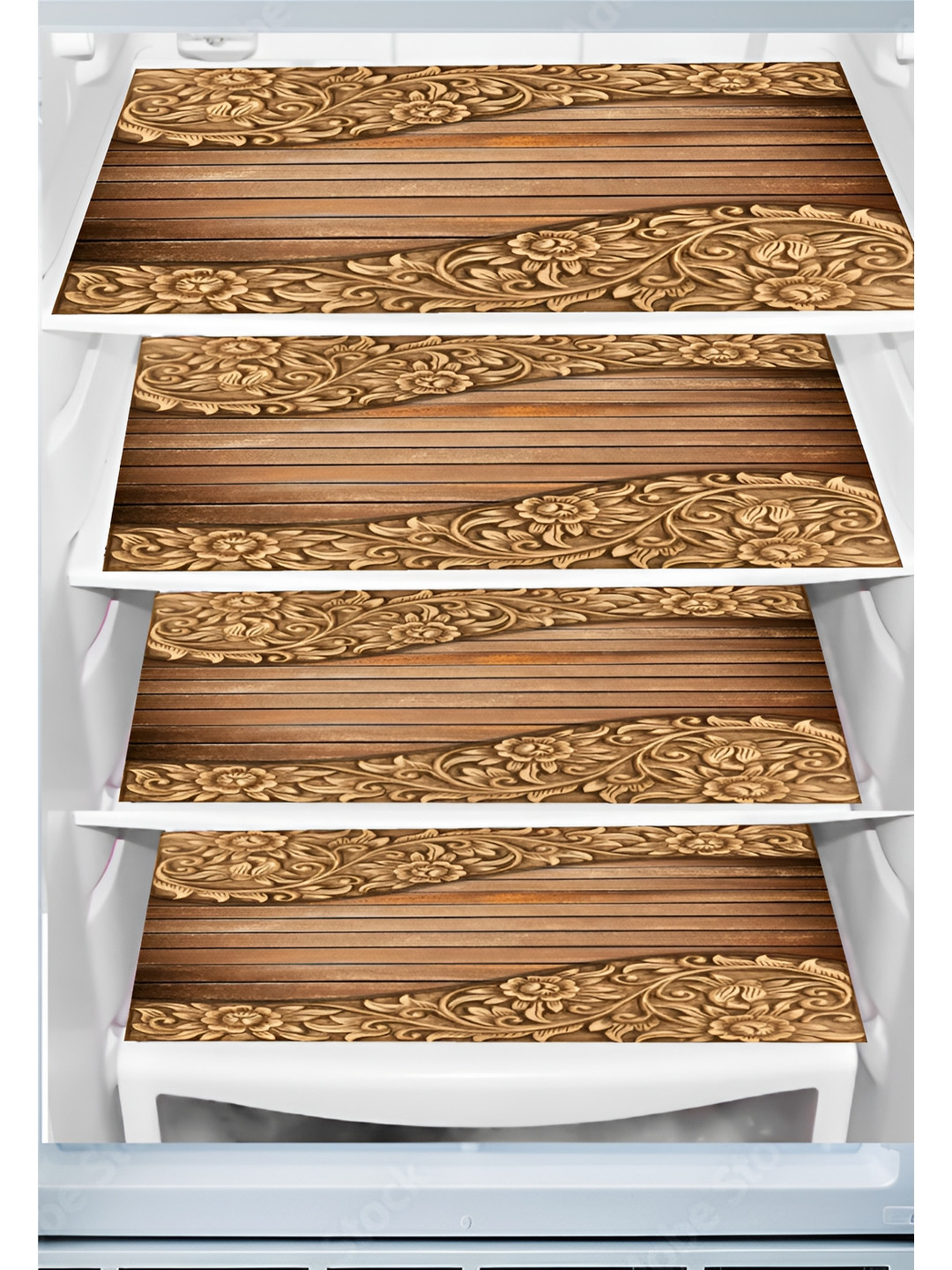 Aura 4Pcs Brown Printed Fridge Organisers