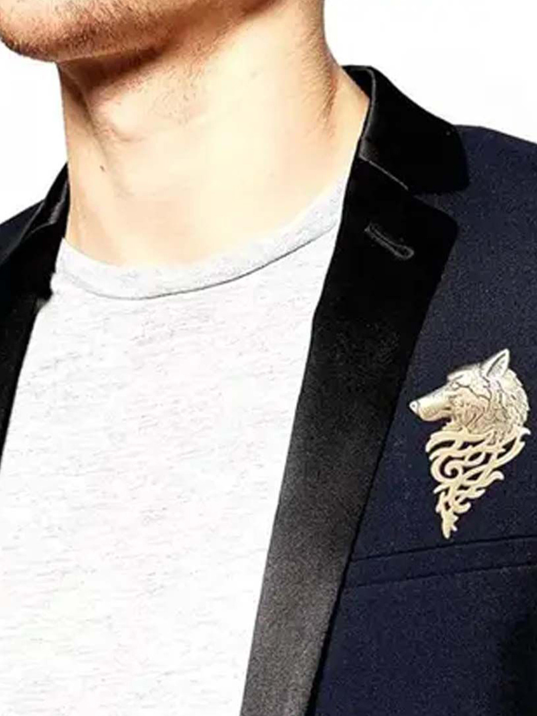 Curren Gold-Plated Zircon Studded Brooch