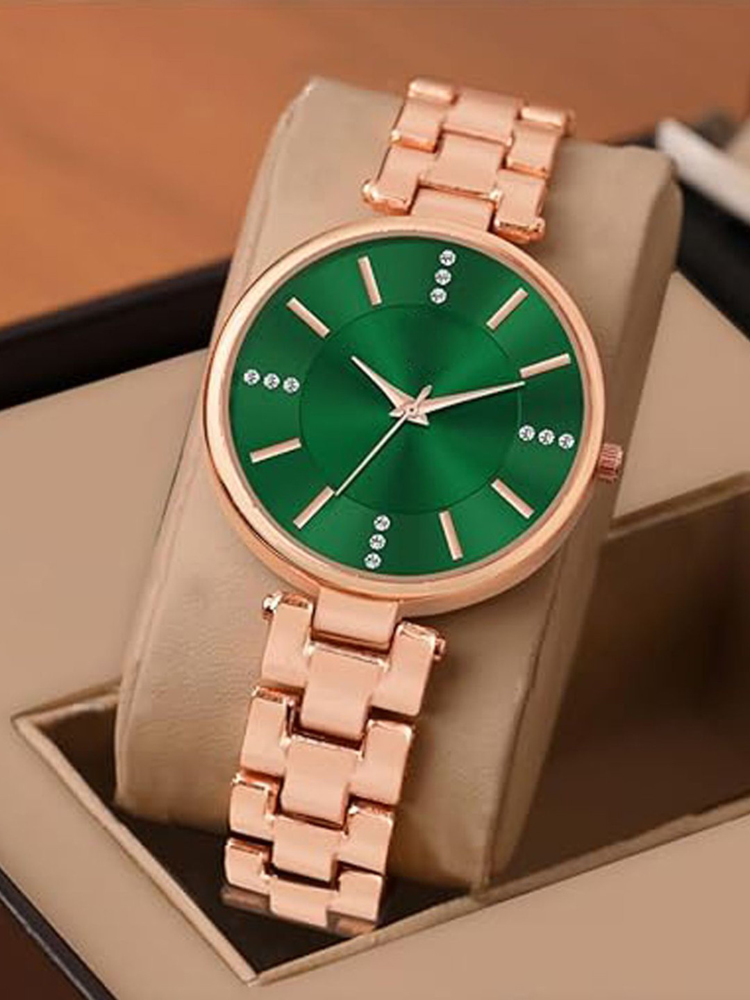 JUST LIKE Women Dial & Bracelet Style Straps Analogue Watch 150 Green -rose gold