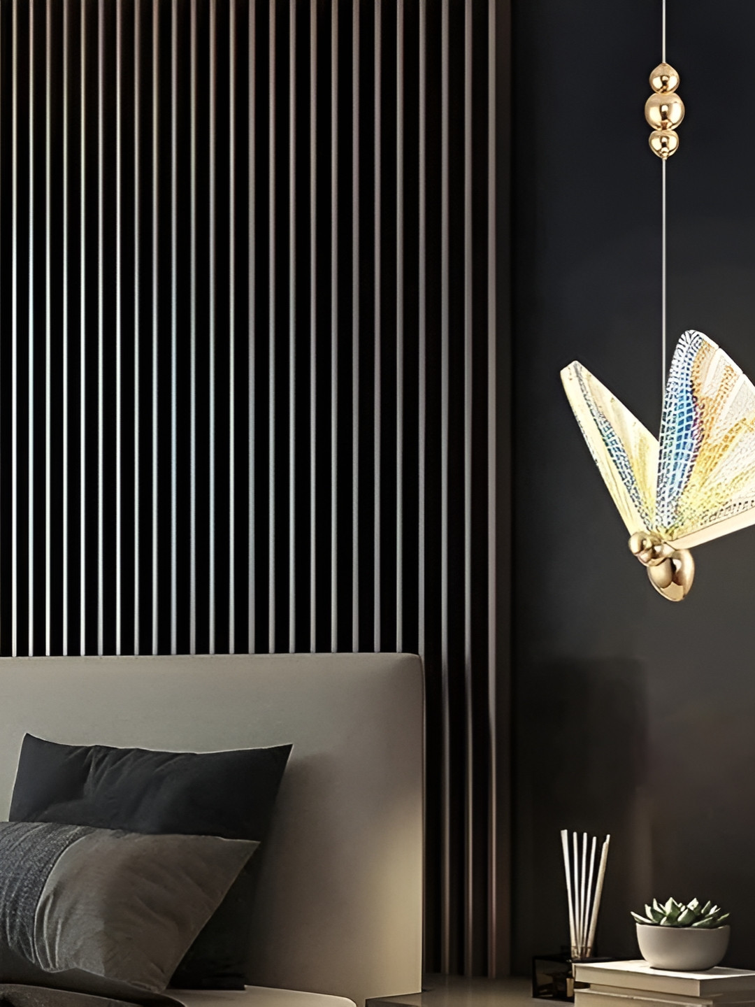 KINIS Modern and Unique Style Gold-Toned & Blue Quirky Ceiling Lamp