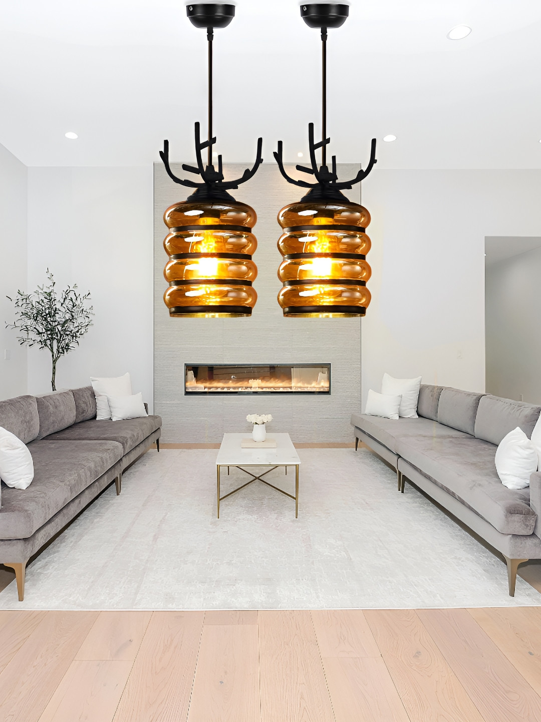 KINIS Brown Glass Abstract Ceiling Lamp