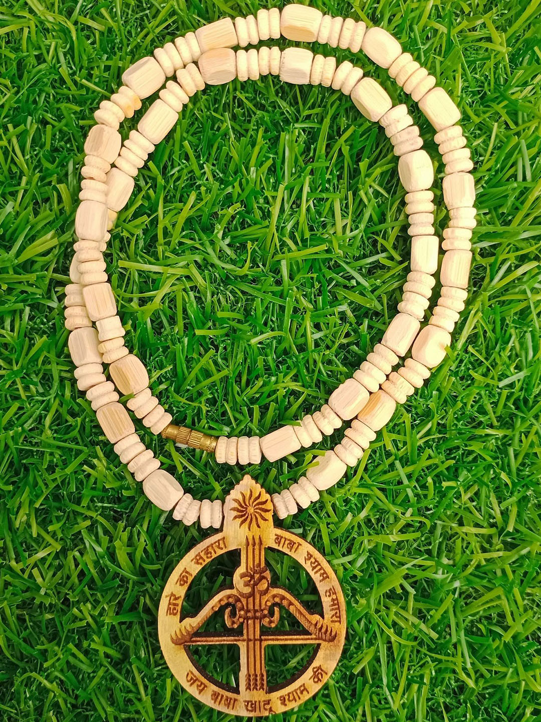 APNA KANHA Shyam Baba Nishan Locket Wooden Kanthi Mala Wooden Pendants with Chains