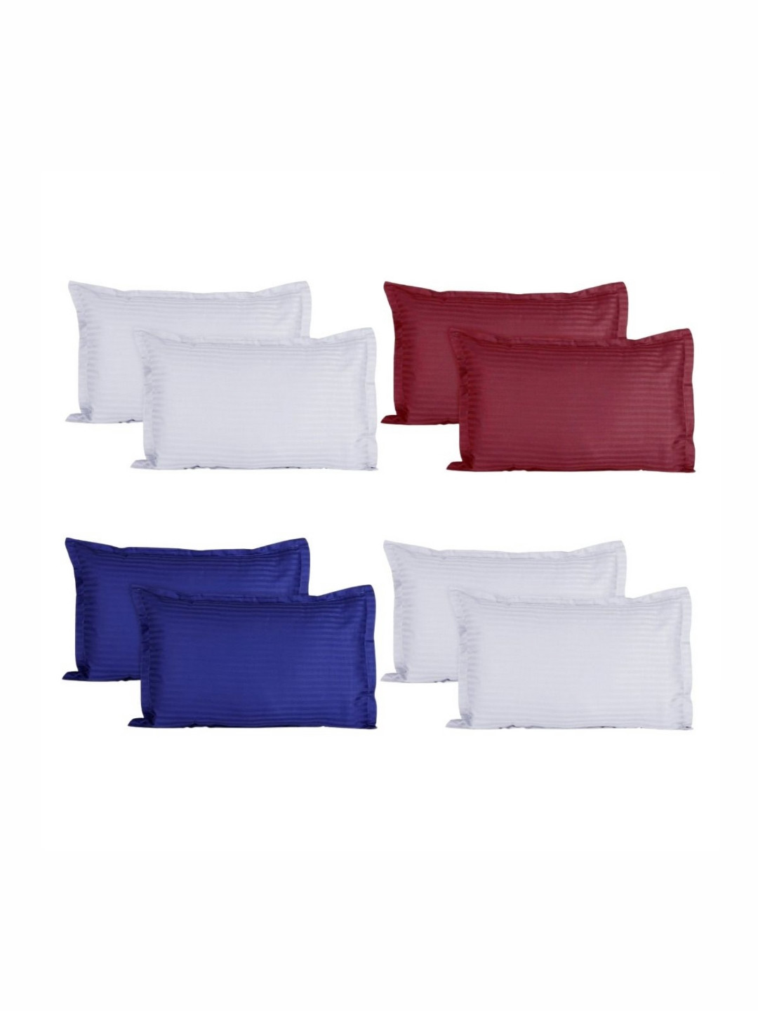 PRTREND Blue & White 6 and more Pieces Striped Cotton Linen Rectangle Pillow Covers