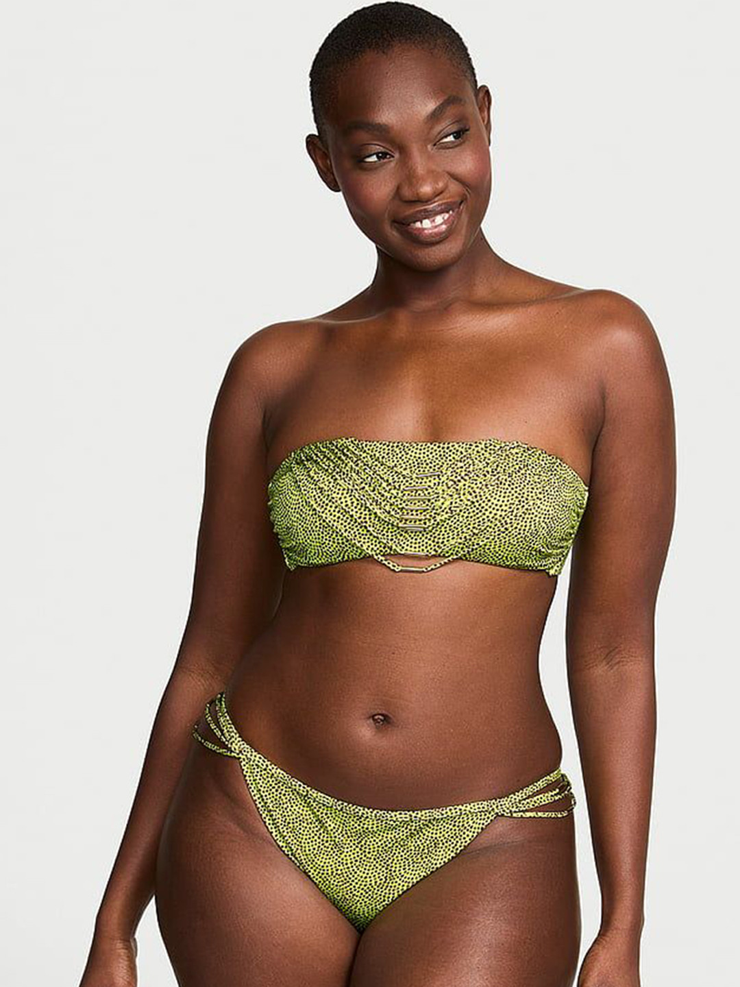 Victoria's Secret Printed Strappy Hardware Bandeau Bikini Swim Top