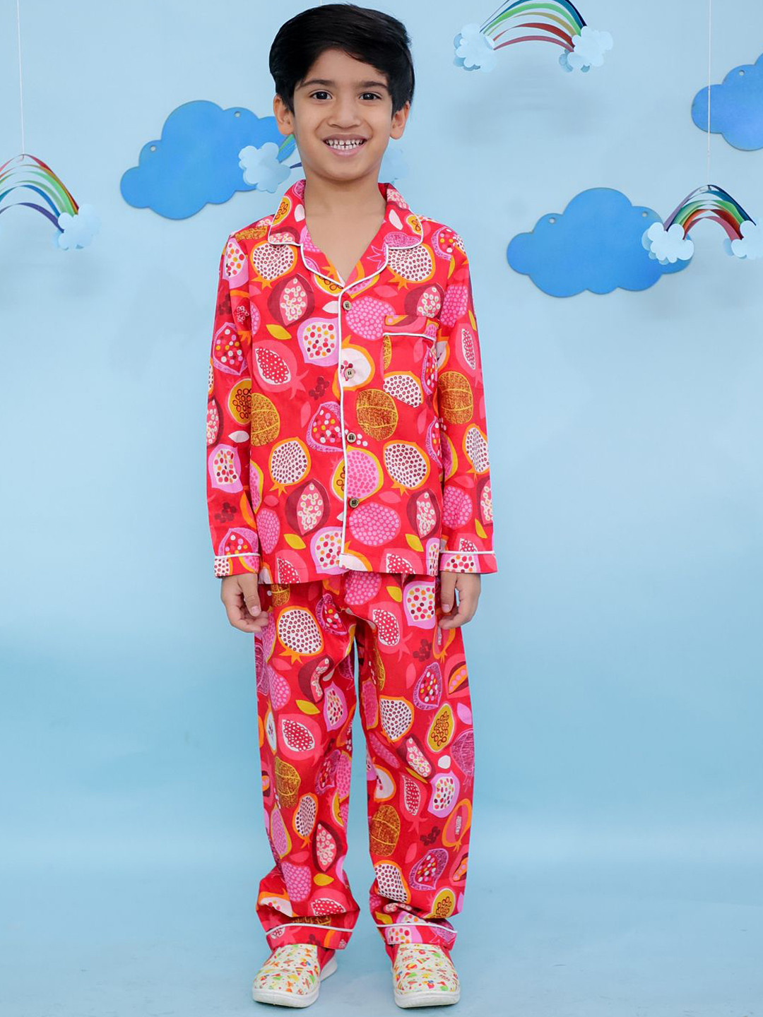 Vastrarth Unisex Kids Self Design Printed Night suit