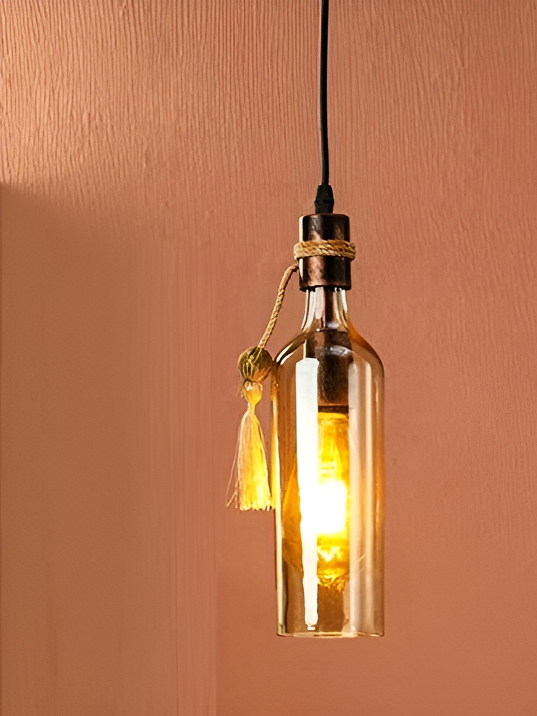 KINIS Copper-Toned Glass Cylinder Shaped Ceiling Lamp