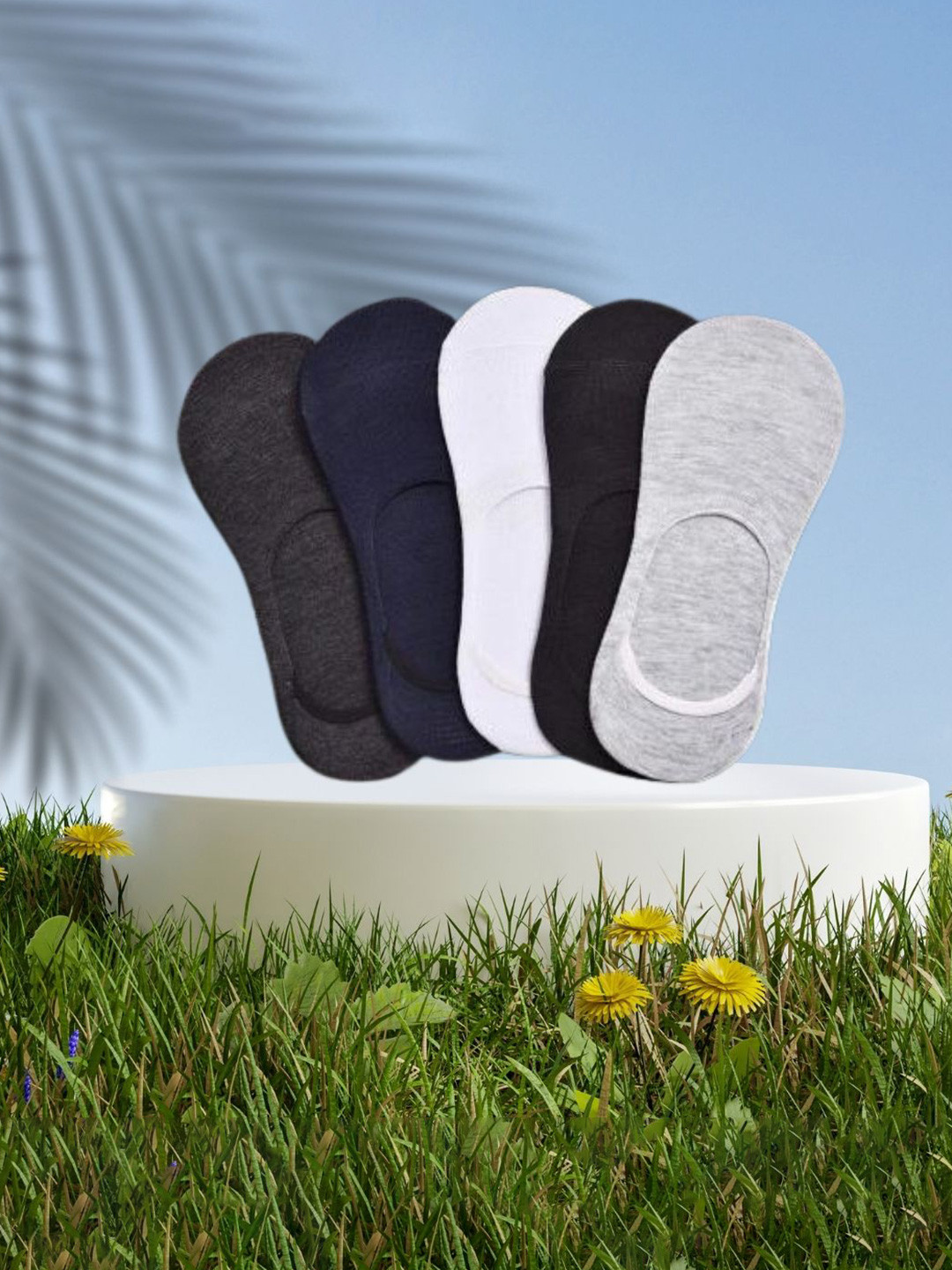 MJE Pack Of 5 Checked Cotton Shoe Liners Socks