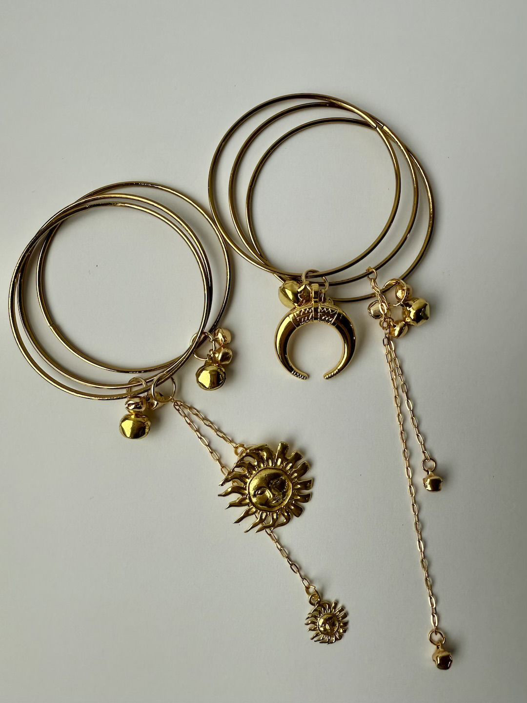 D MAK Set Of 6 Gold-Plated Sun Bangles