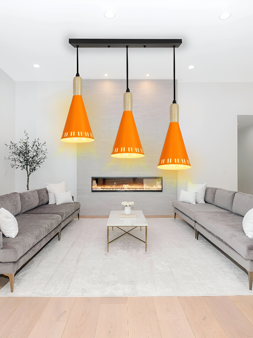 KINIS Orange & Gold-Toned Aluminium Solid Quirky Ceiling Lamp