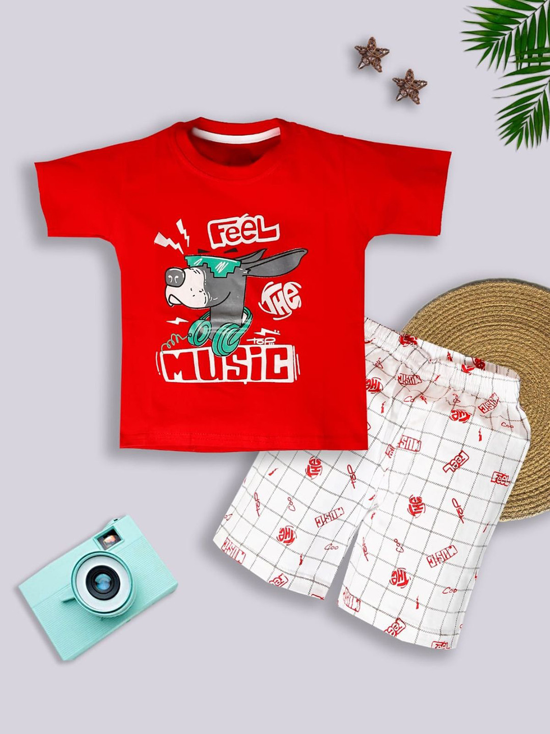 BAESD Unisex Kids Printed T-shirt with Shorts