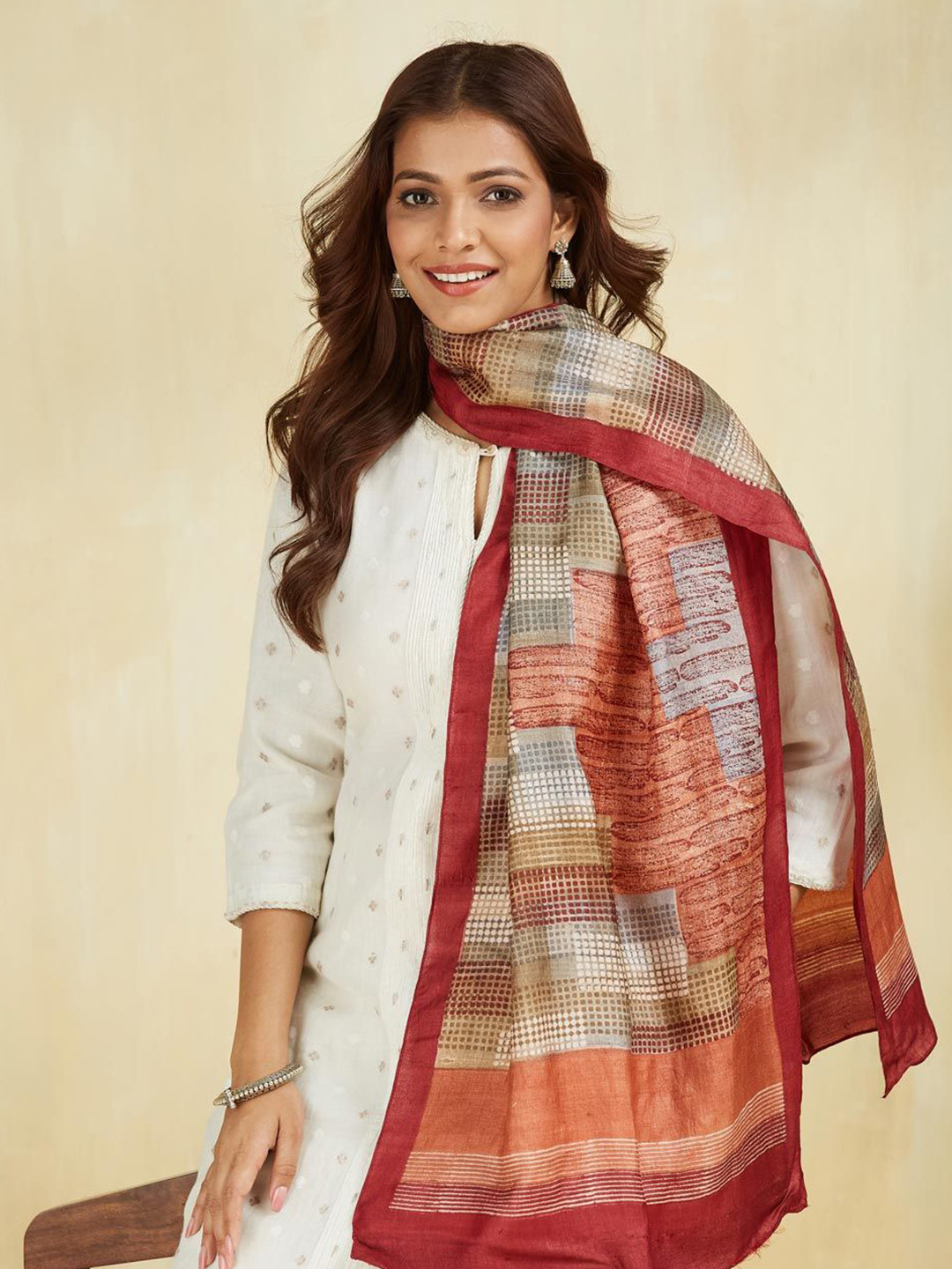 Fabindia Women Silk Printed Stole