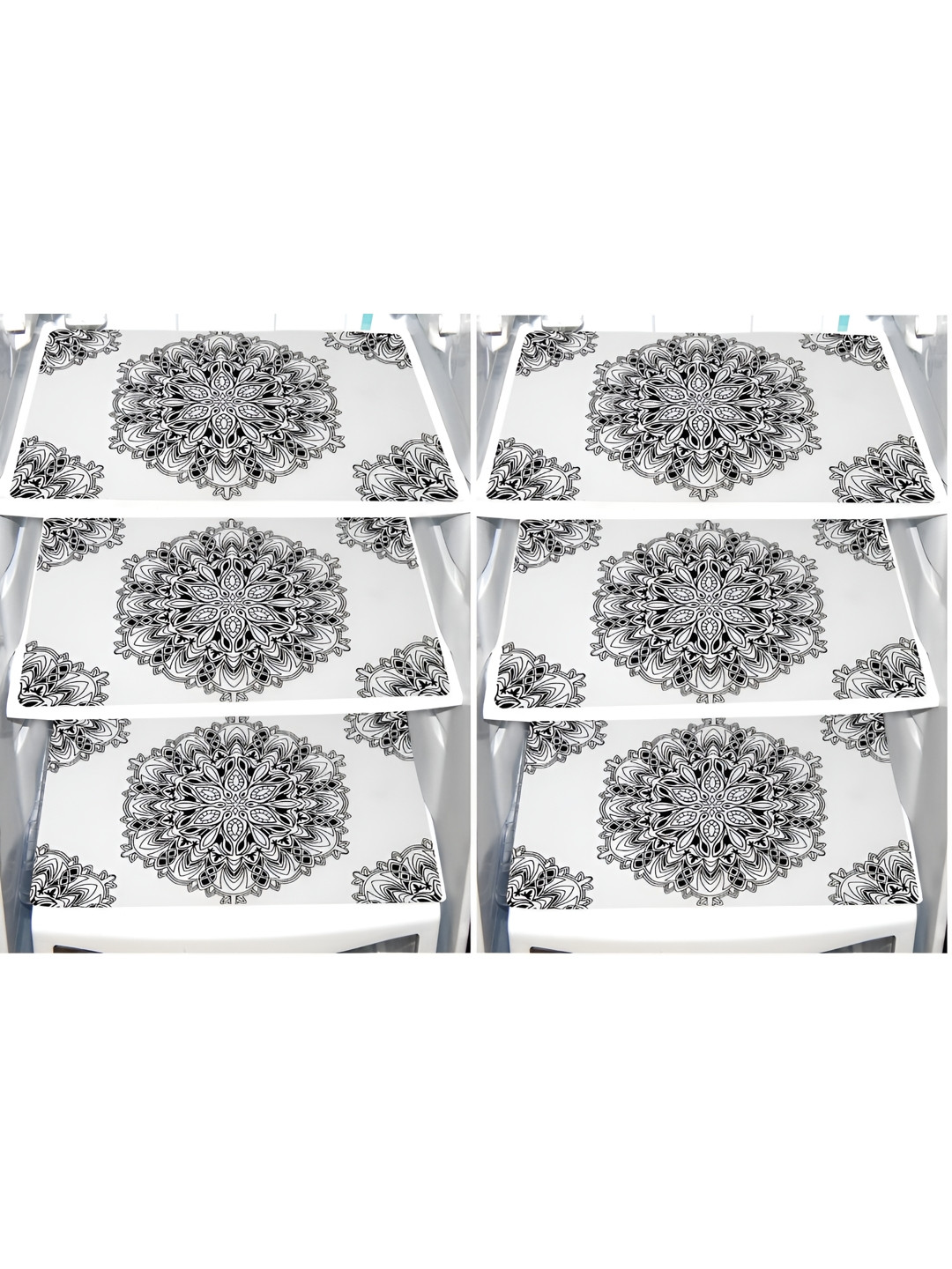 Aura White & Black Set of 6 Piece Printed Heat Resistant Fridge Mats