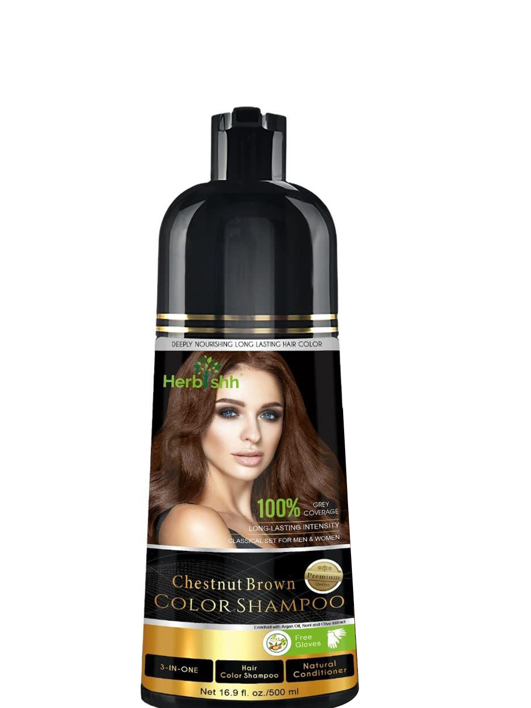 Herbishh Set Of 2 Hair Color Shampoo 500 ml Chestnut Brown & Flower Hair Oil - 60 ml