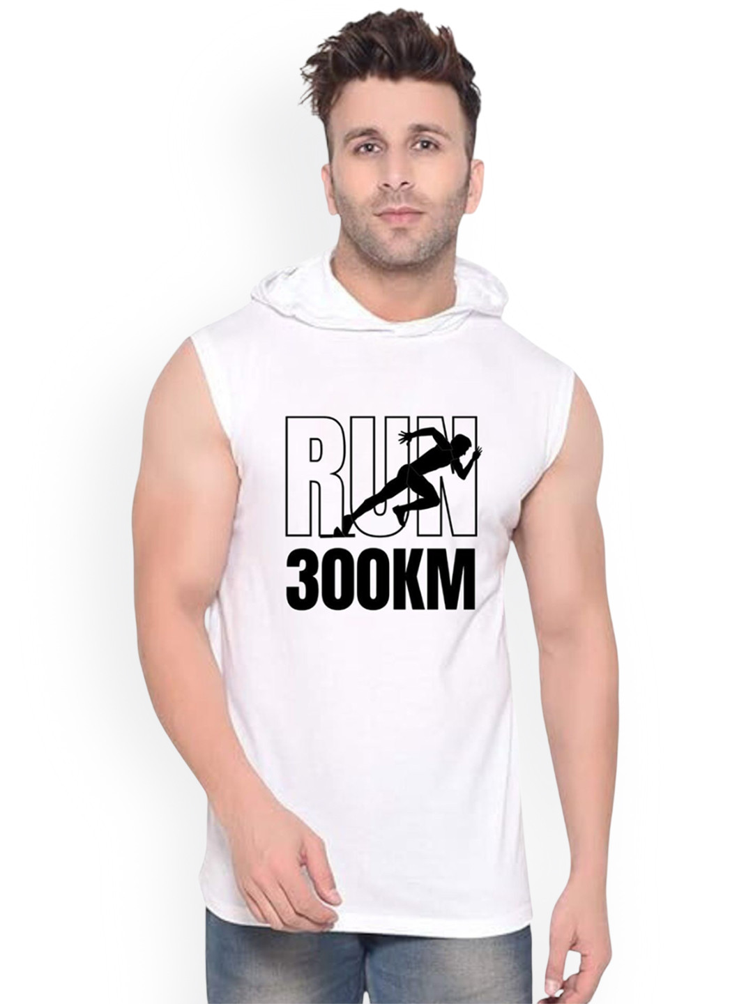Fashnobic Run 300km Printed Gym Vests K__print-68_gym_vest_white