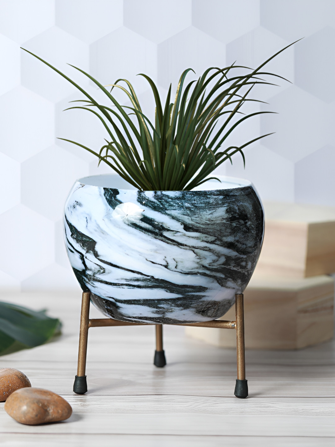 Homspurts Printed Metal Planter With Stand