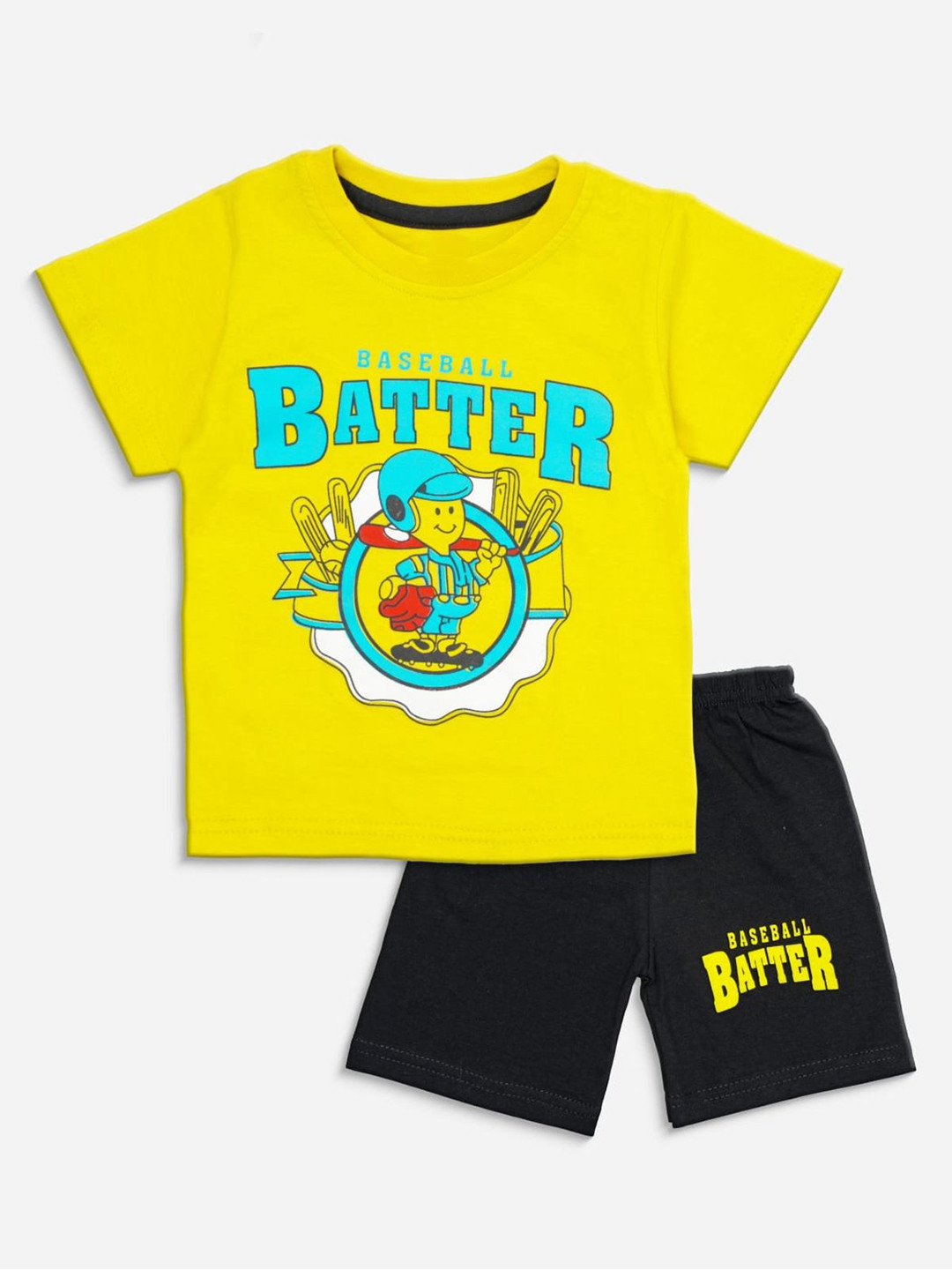 BAESD Kids Printed Round Neck Pure Cotton T-shirt With Shorts