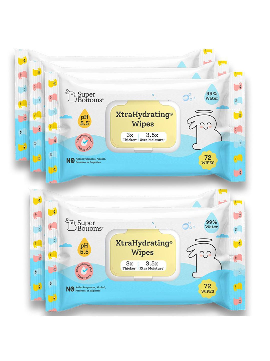 SuperBottoms Set Of 5 Xtrahydrating Wipes - 72Pcs Each