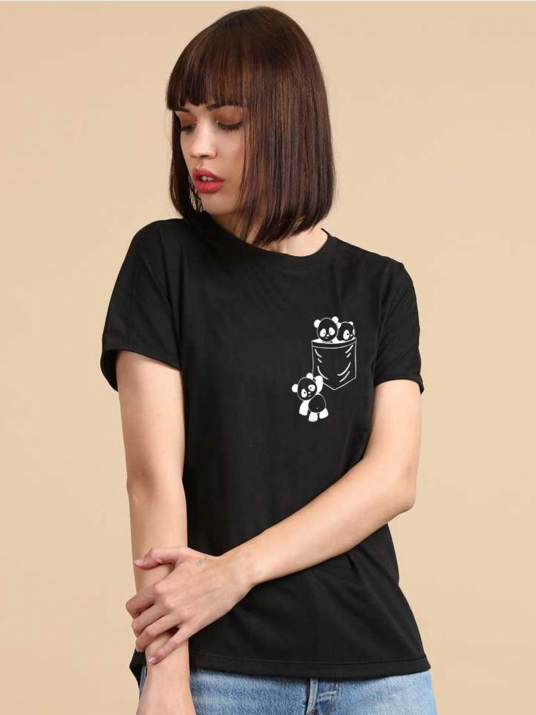 ZAMBYFASHION Women V-Neck T-shirt