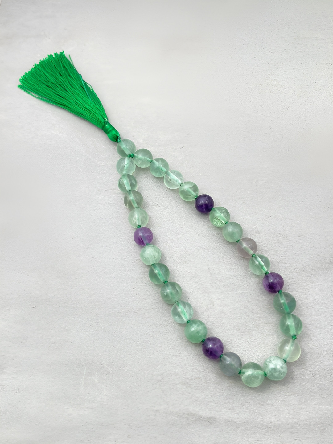 RDK Fluorescent Green & Purple Fluorite Beaded Pocket Japa Mala
