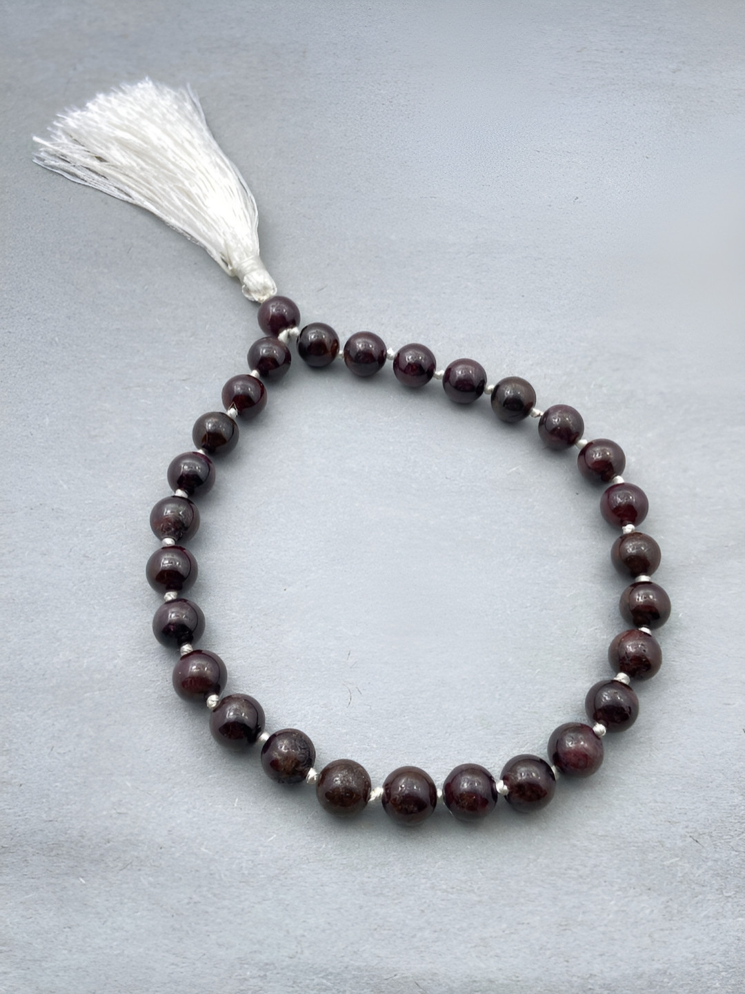 RDK Maroon & White Garnet Beaded Pocket Japa Mala